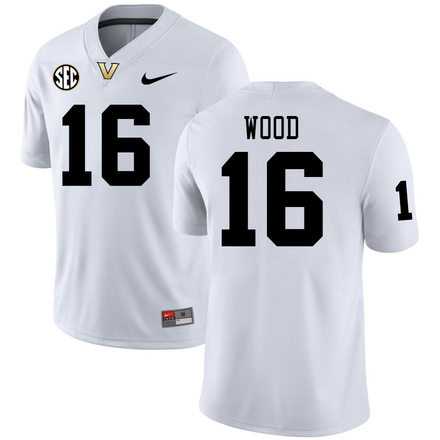 Zaylin Wood Jersey, Vanderbilt Commodores #16 Zaylin Wood Football Jersey, Uniforms-White Zaylin Wood Jersey, Vanderbilt Commodores #16 Zaylin Wood Football Jersey, Uniforms-White